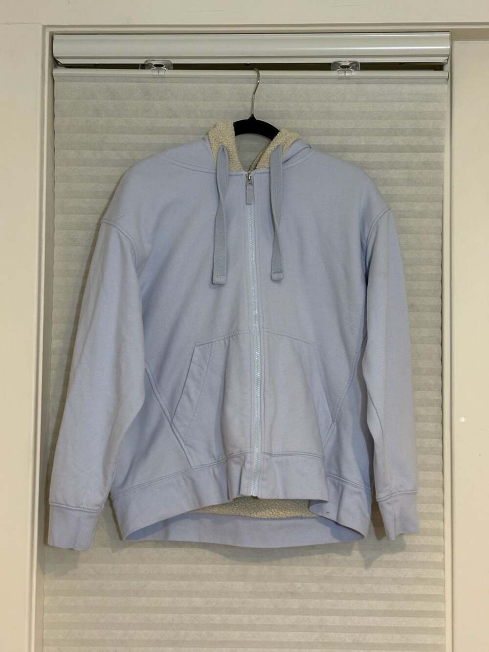 Eddie Bauer Sherpa Lined Zip-Up Hoodie Size L Light Blue Fleece